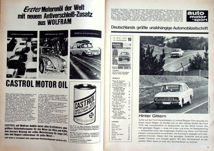 Inhaltsverzeichnis Auto Motor und Sport 10/1966