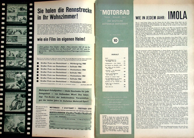 Inhaltsverzeichnis Motorrad 10/1966