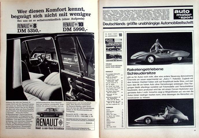 Inhaltsverzeichnis Auto Motor und Sport 10/1967