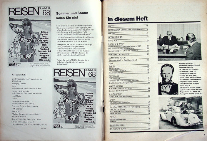 Inhaltsverzeichnis Auto Motor und Sport 10/1968