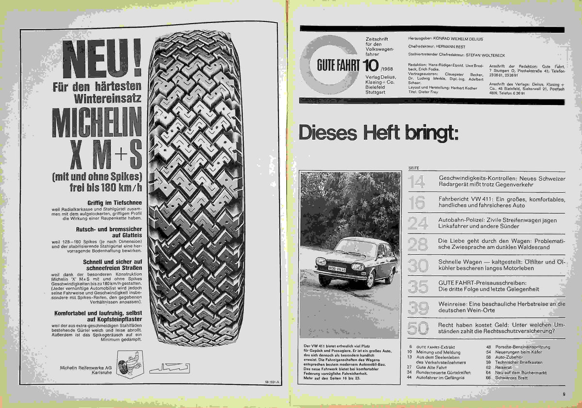 Inhaltsverzeichnis Gute Fahrt 10/1968
