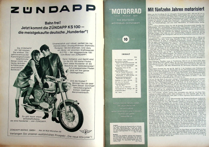 Inhaltsverzeichnis Motorrad 10/1968