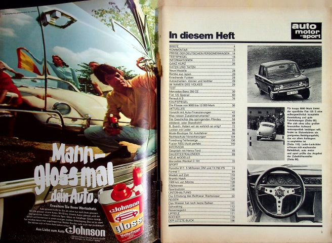 Inhaltsverzeichnis Auto Motor und Sport 10/1969