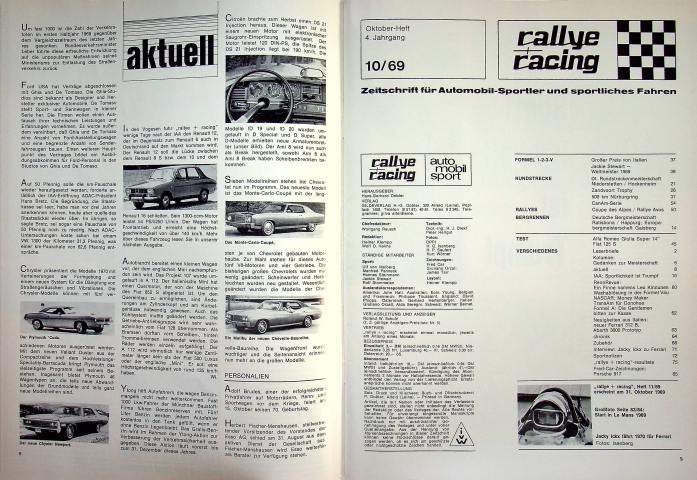 Inhaltsverzeichnis Rallye Racing 10/1969