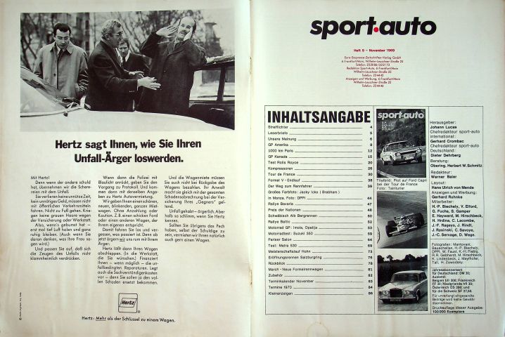 Inhaltsverzeichnis Sport Auto 10/1969