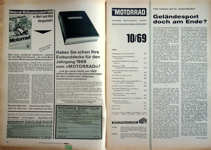 Inhaltsverzeichnis Motorrad 10/1969