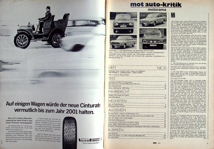 Inhaltsverzeichnis MOT 10/1970