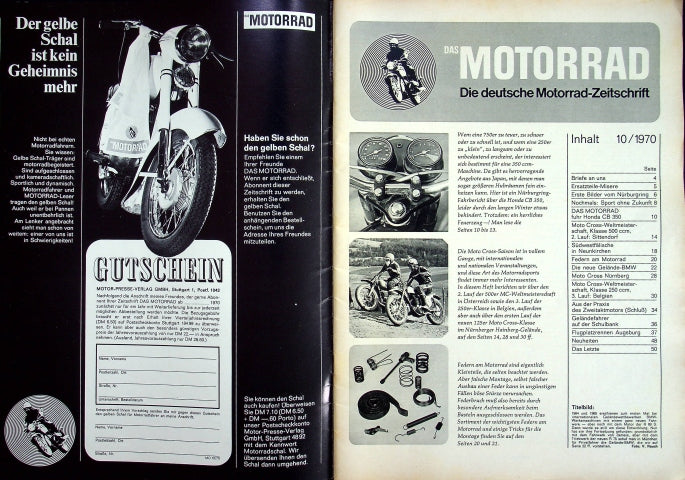 Inhaltsverzeichnis Motorrad 10/1970
