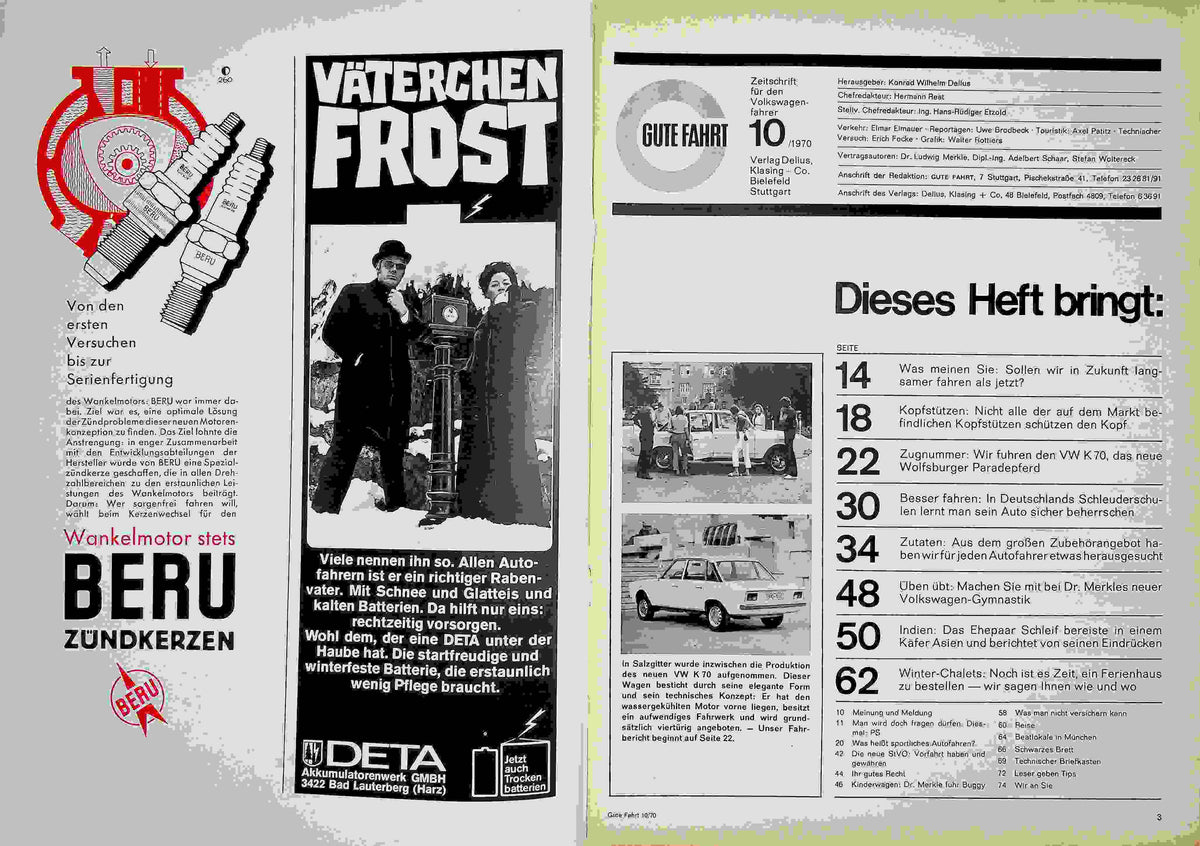Inhaltsverzeichnis Gute Fahrt 10/1970