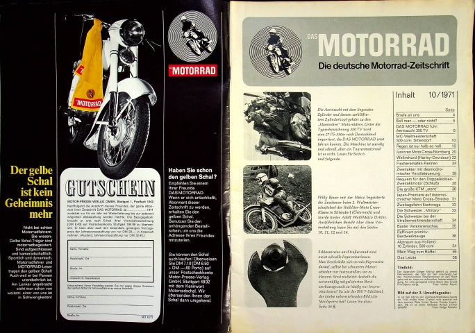 Inhaltsverzeichnis Motorrad 10/1971