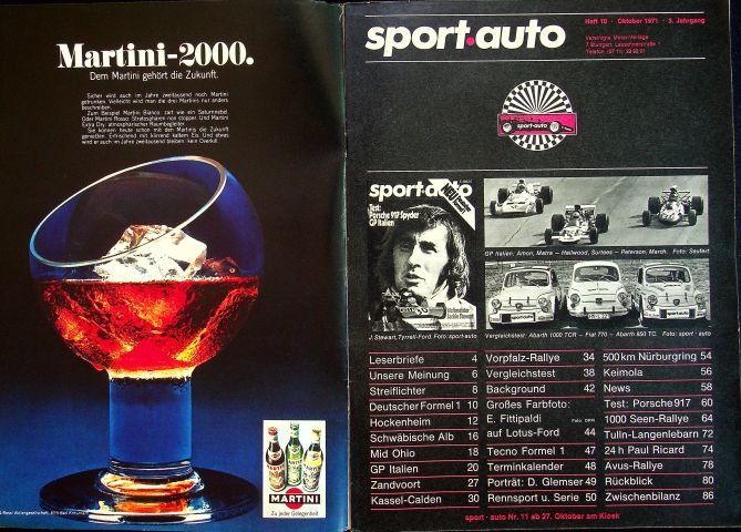 Inhaltsverzeichnis Sport Auto 10/1971
