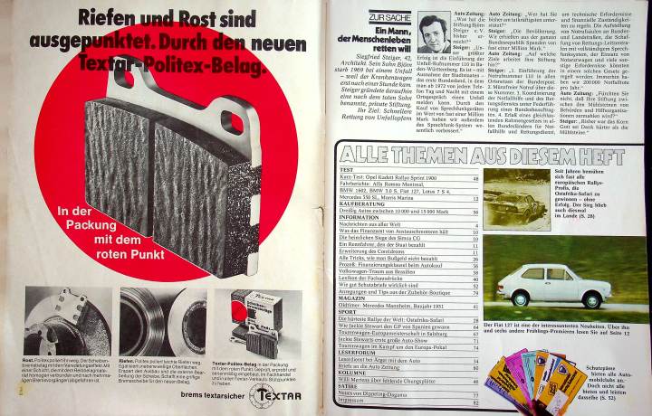 Inhaltsverzeichnis Autozeitung 10/1971