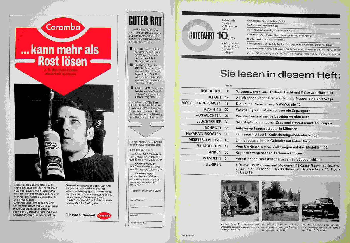 Inhaltsverzeichnis Gute Fahrt 10/1971