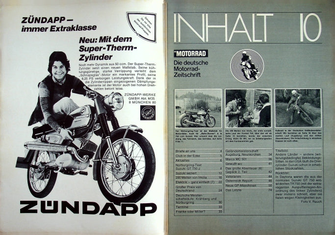 Inhaltsverzeichnis Motorrad 10/1972