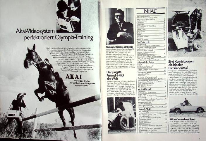 Inhaltsverzeichnis Autozeitung 10/1972