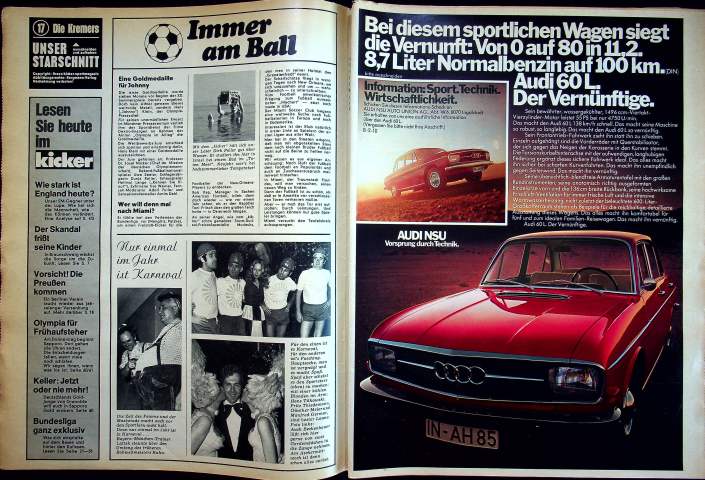 Inhaltsverzeichnis Kicker 10/1972
