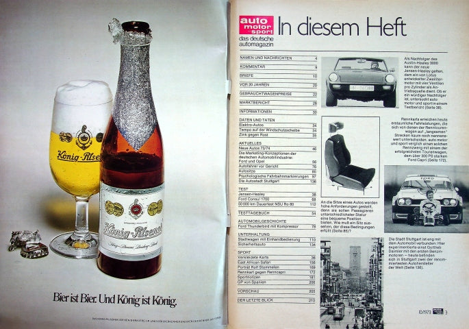 Inhaltsverzeichnis Auto Motor und Sport 10/1973