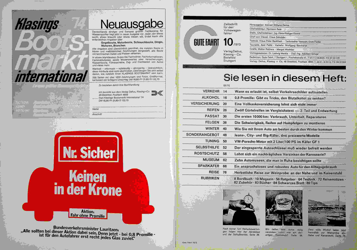 Inhaltsverzeichnis Gute Fahrt 10/1973