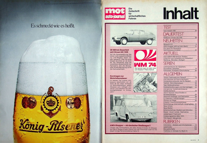 Inhaltsverzeichnis MOT 10/1974