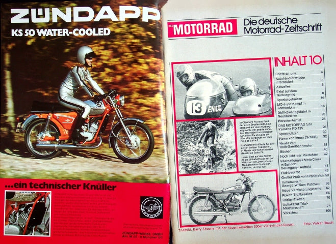 Inhaltsverzeichnis Motorrad 10/1974