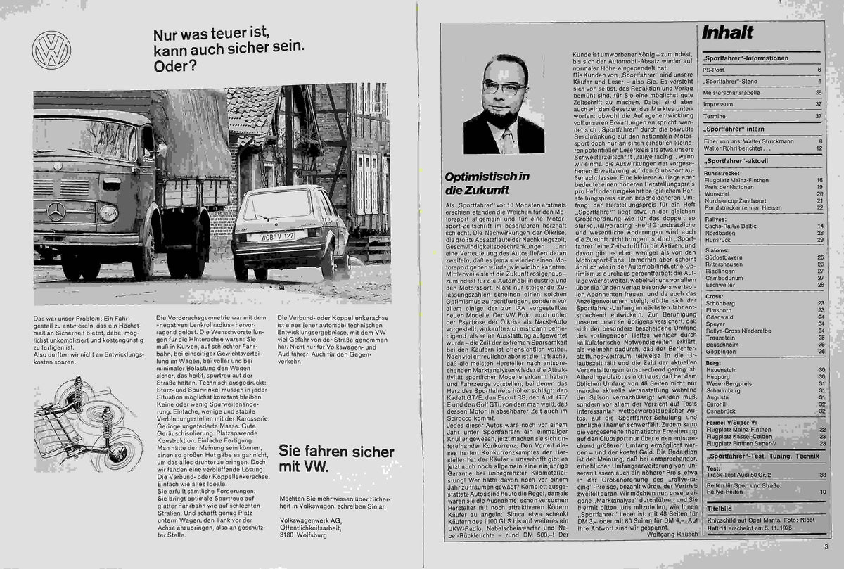 Inhaltsverzeichnis Sport Fahrer 10/1975