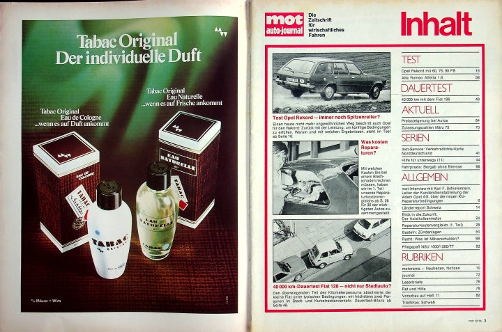 Inhaltsverzeichnis MOT 10/1975