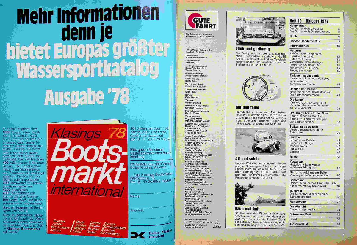 Inhaltsverzeichnis Gute Fahrt 10/1977