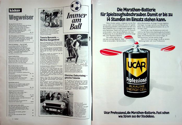 Inhaltsverzeichnis Kicker 10/1977