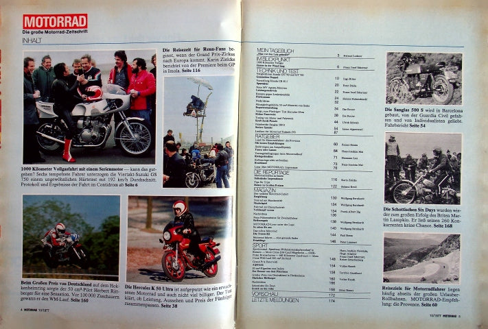 Inhaltsverzeichnis Motorrad 10/1977