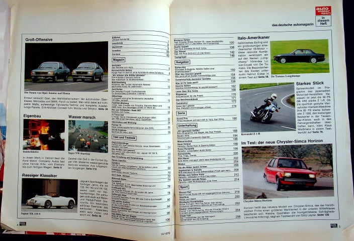 Inhaltsverzeichnis Auto Motor und Sport 10/1978