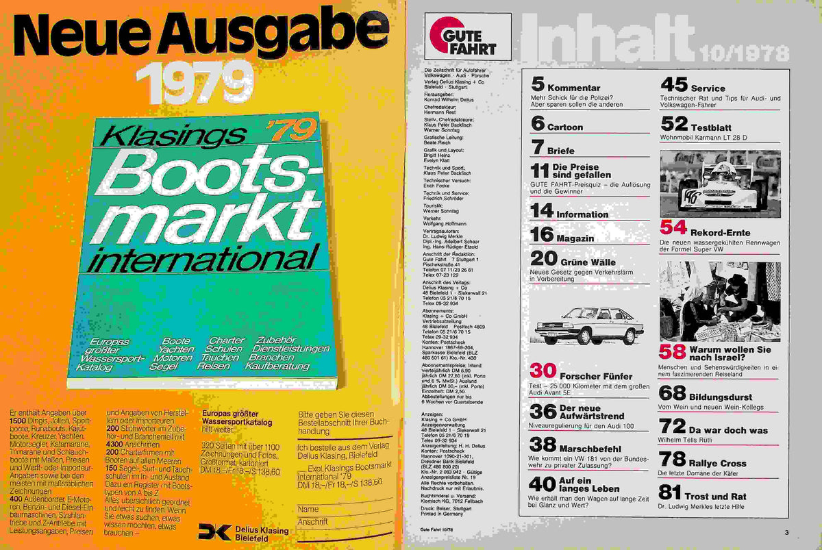 Inhaltsverzeichnis Gute Fahrt 10/1978