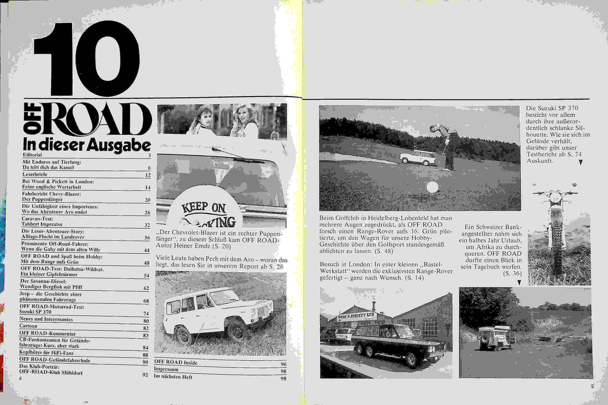 Inhaltsverzeichnis Offroad 10/1978