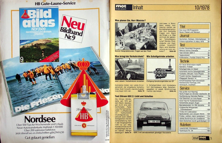 Inhaltsverzeichnis MOT 10/1978