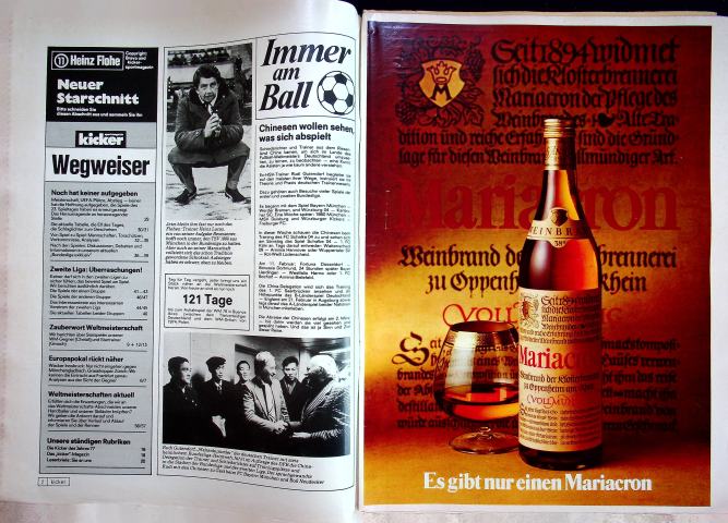 Inhaltsverzeichnis Kicker 10/1978