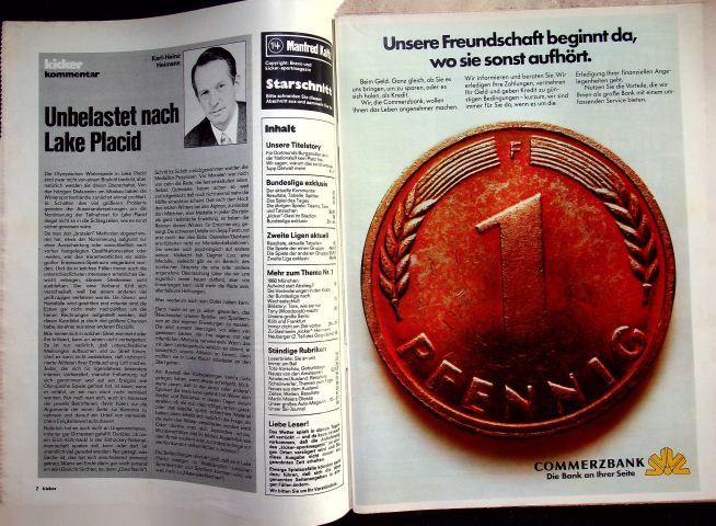 Inhaltsverzeichnis Kicker 10/1980
