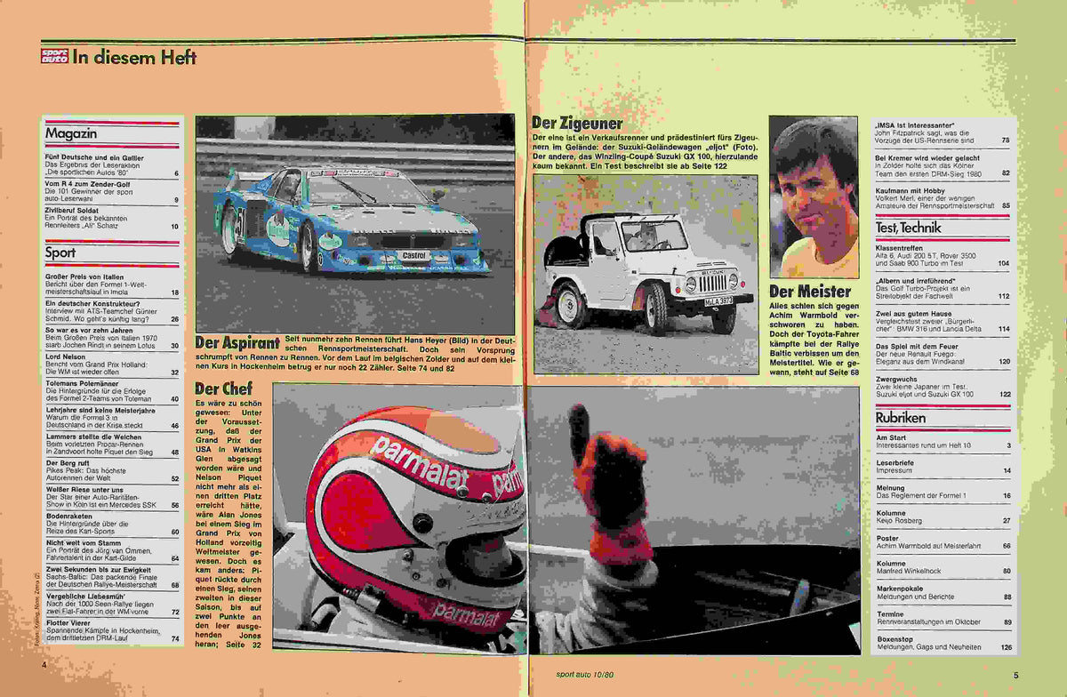 Inhaltsverzeichnis Sport Auto 10/1980