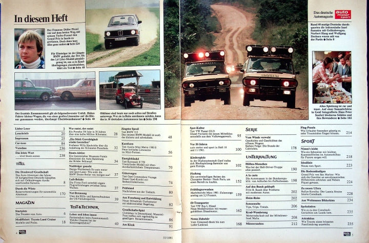 Inhaltsverzeichnis Auto Motor und Sport 10/1981