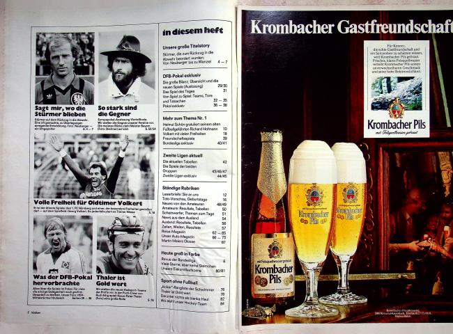 Inhaltsverzeichnis Kicker 10/1981