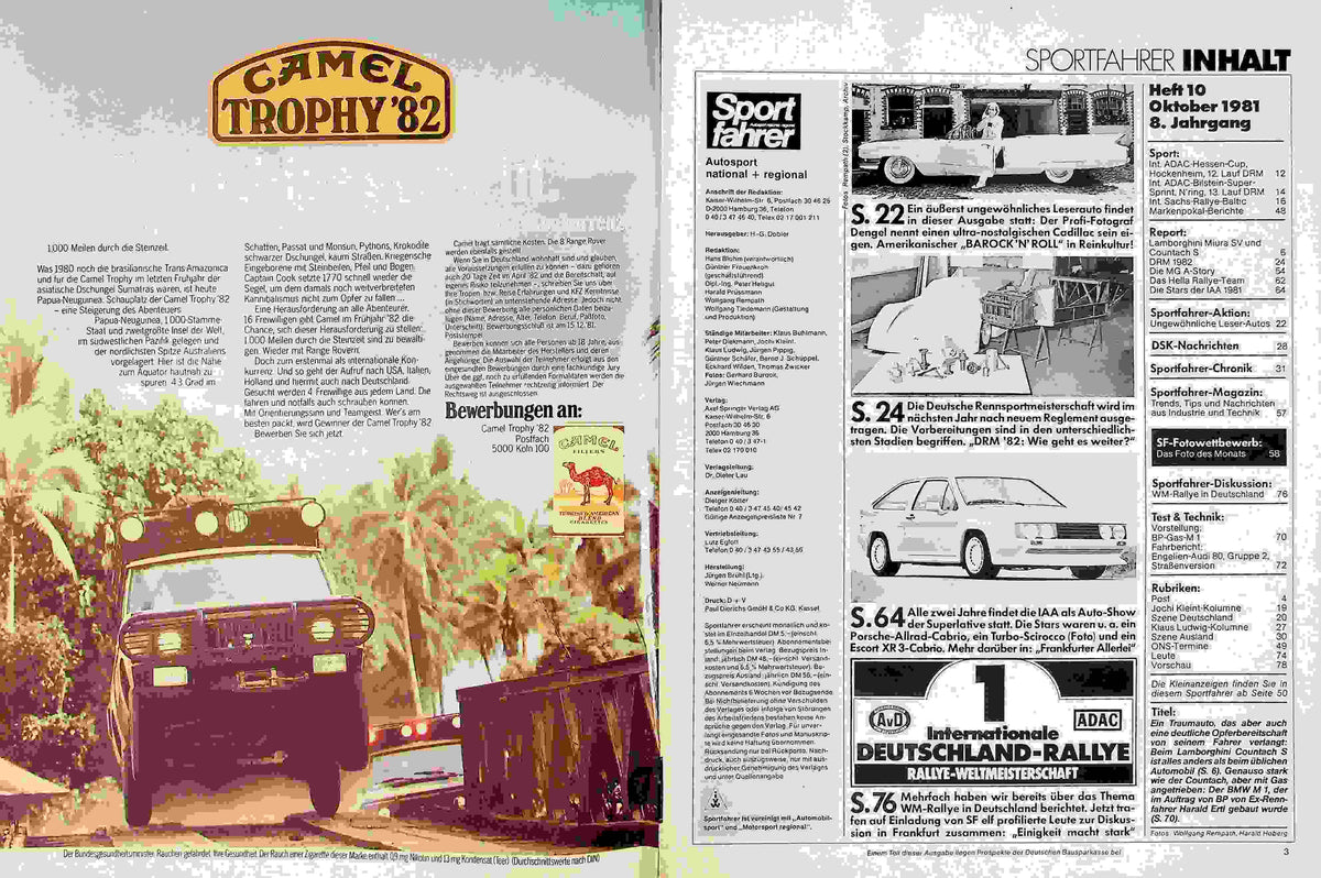Inhaltsverzeichnis Sport Fahrer 10/1981