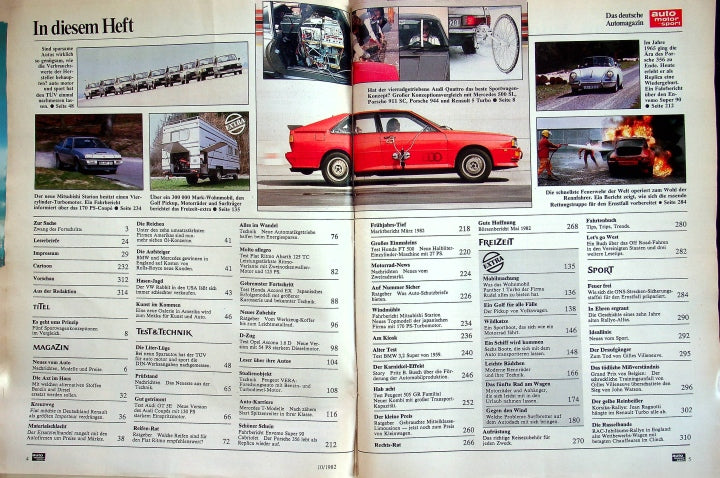 Inhaltsverzeichnis Auto Motor und Sport 10/1982