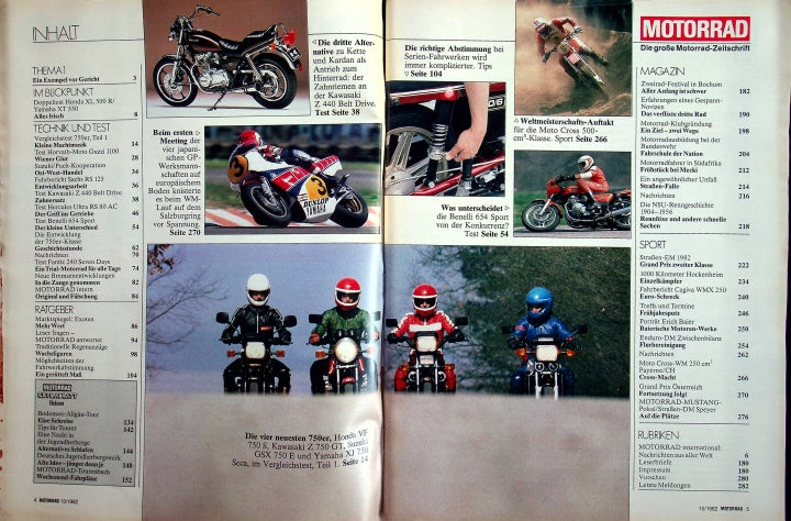 Inhaltsverzeichnis Motorrad 10/1982