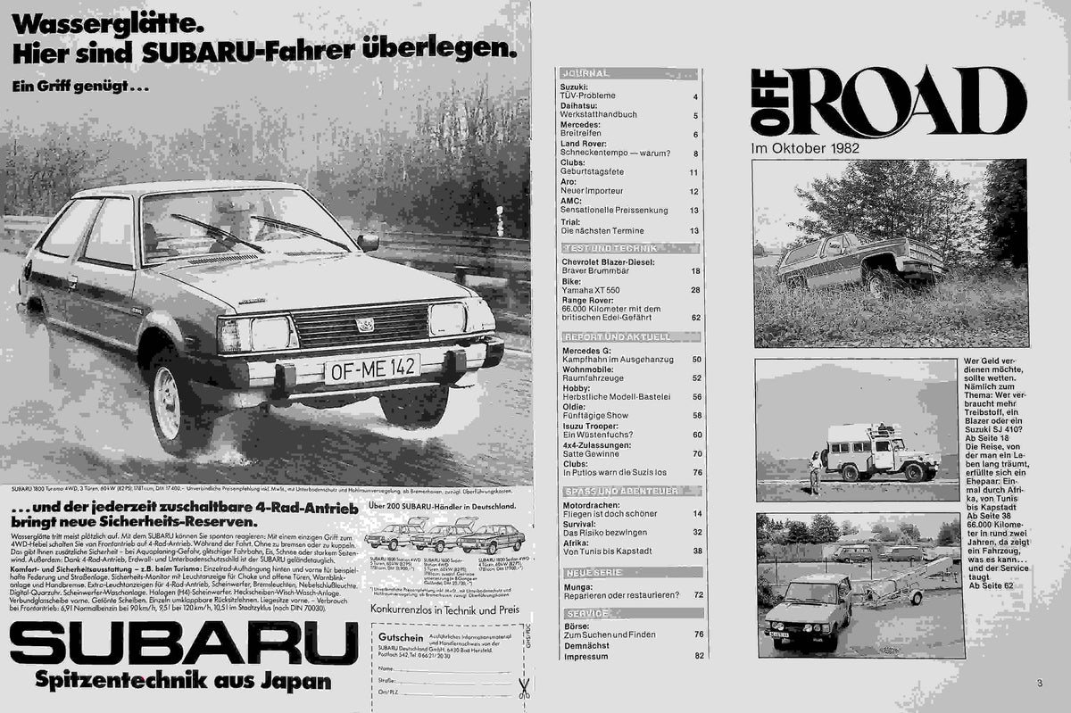 Inhaltsverzeichnis Offroad 10/1982