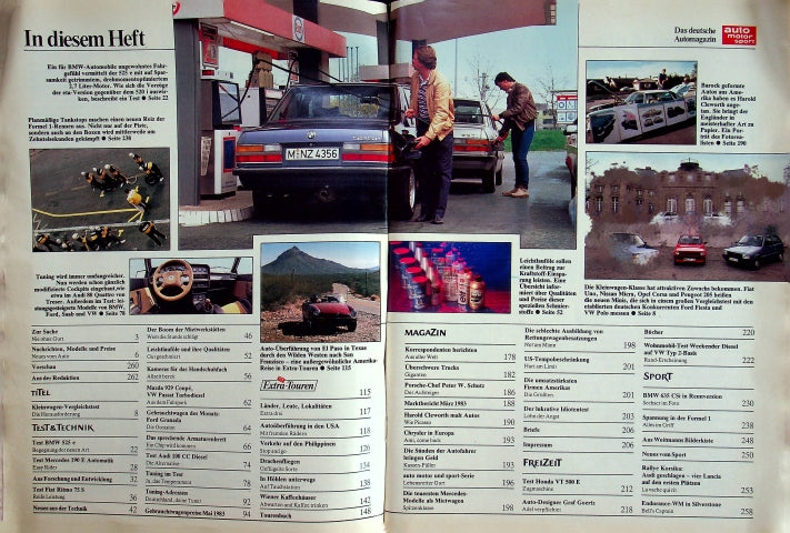 Inhaltsverzeichnis Auto Motor und Sport 10/1983