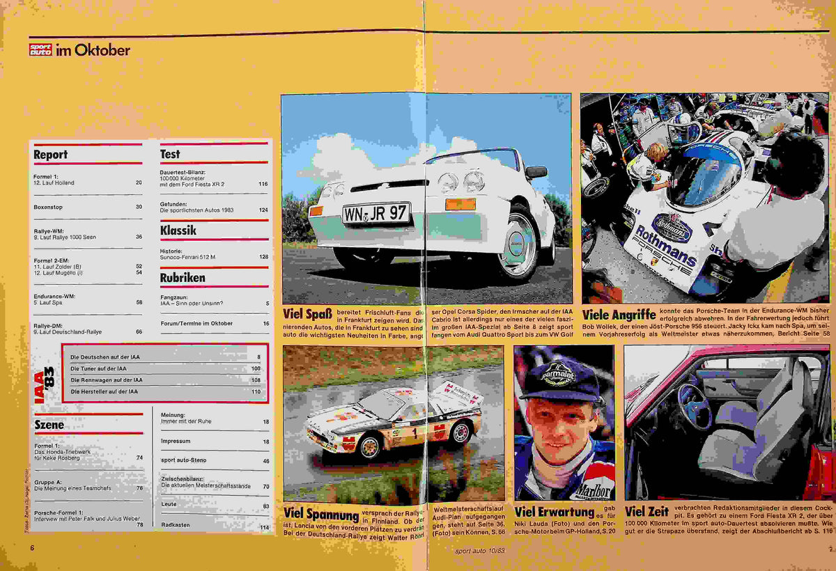 Inhaltsverzeichnis Sport Auto 10/1983