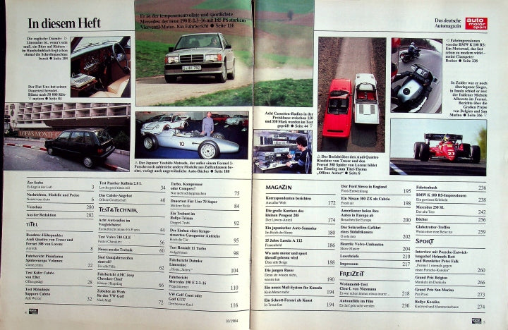 Inhaltsverzeichnis Auto Motor und Sport 10/1984