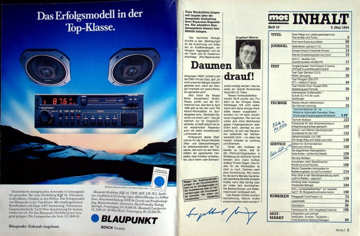 Inhaltsverzeichnis MOT 10/1984