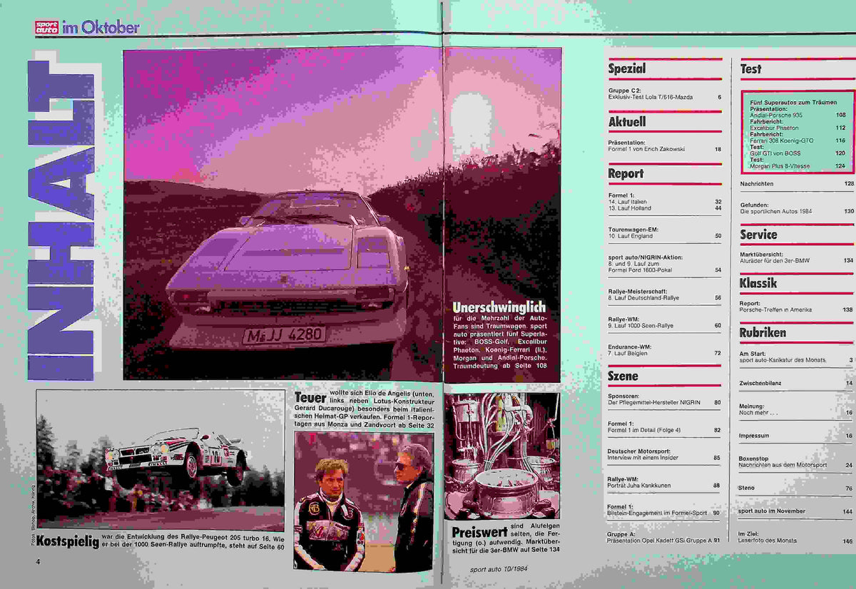 Inhaltsverzeichnis Sport Auto 10/1984