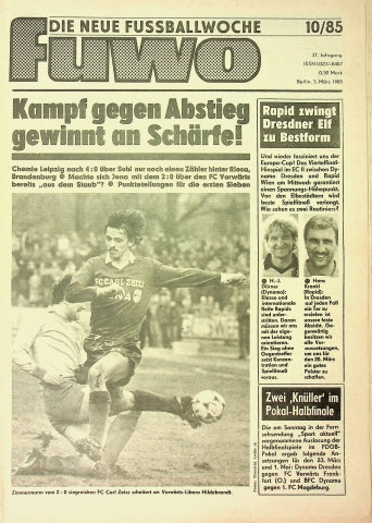 Fuwo Fussballwoche 10/1985