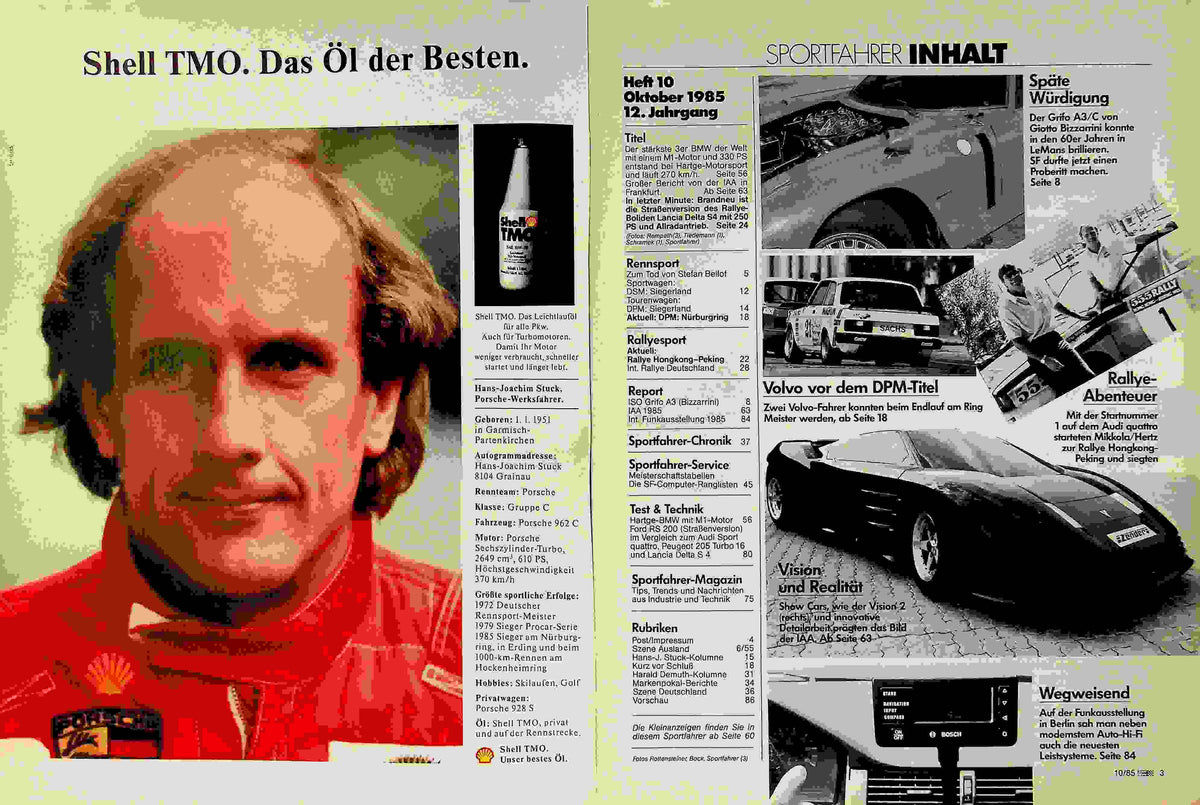 Inhaltsverzeichnis Sport Fahrer 10/1985