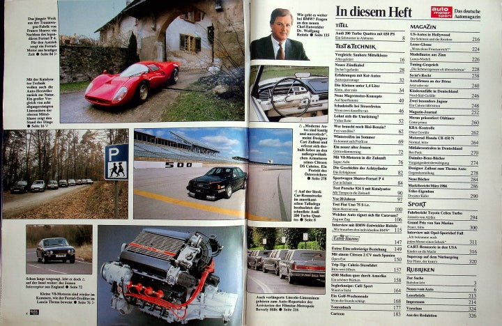 Inhaltsverzeichnis Auto Motor und Sport 10/1986